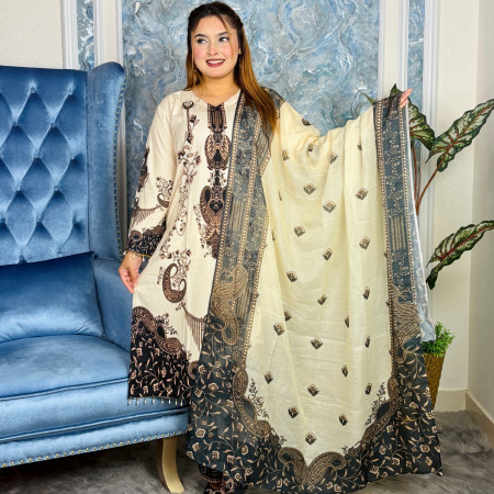 Premium Dubai Silk Three Peace Set (A-1001)