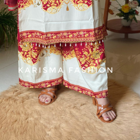 Premium Work Mirror Embroidery Dubai Silk 3-Piece Set (A-4001)