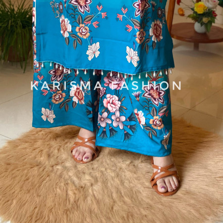 Premium Work Mirror Embroidery Dubai Silk 3-Piece Set (A-4001)