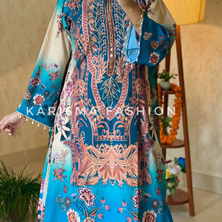 Premium Work Mirror Embroidery Dubai Silk 3-Piece Set (A-4001)
