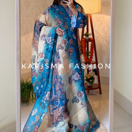 Premium Work Mirror Embroidery Dubai Silk 3-Piece Set (A-4001)