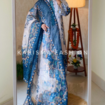 Premium Work Mirror Embroidery Dubai Silk 3-Piece Set (A-4001)