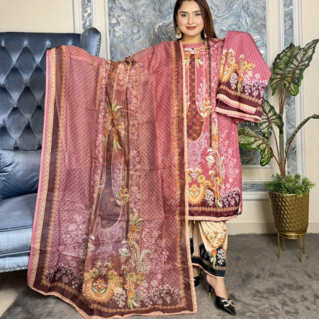 Premium Sequence Embroidery Work Dubai Silk 3-Piece Set (A-6001)