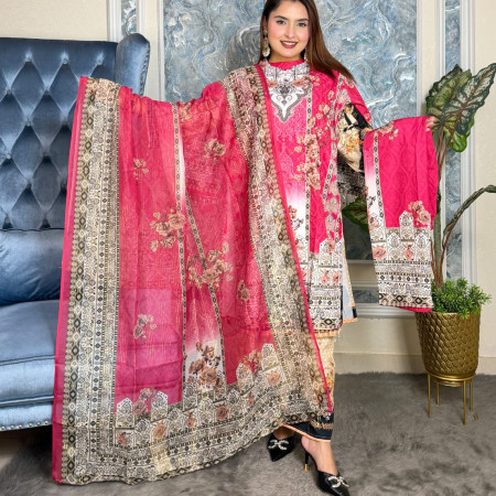Premium Sequence Embroidery Work Dubai Silk 3-Piece Set (A-6001)