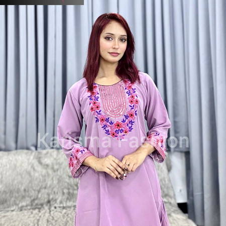 Popcorn Fabrics Sequin Embroidery Work Kurti (A-9001)