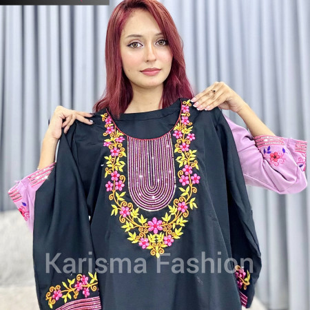 Popcorn Fabrics Sequin Embroidery Work Kurti (A-9001)