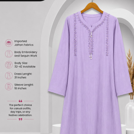 Popcorn Fabrics Sequin Embroidery Work Kurti (A-9001)