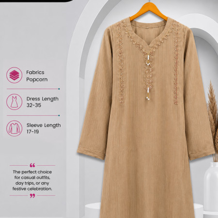 Popcorn Fabrics Sequin Embroidery Work Kurti (A-9001)