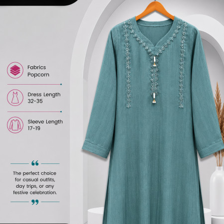 Popcorn Fabrics Sequin Embroidery Work Kurti (A-9001)
