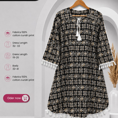 Stylish Cotton Cundri Print Kurti (A-9001)