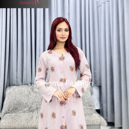 Elegant Jafran Printed Shirt Kurti - Side Pocket (A-9001)