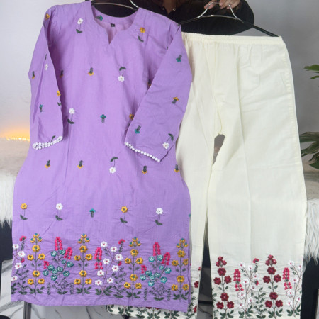 Premium Aarong Cotton Floral Kameez 2-Piece Set (A-104)