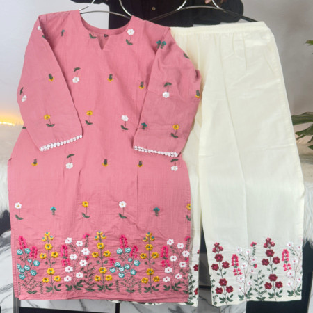 Premium Aarong Cotton Floral Kameez 2-Piece Set (A-104)