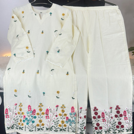 Premium Aarong Cotton Floral Kameez 2-Piece Set (A-104)