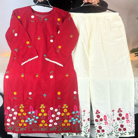 Premium Aarong Cotton Floral Kameez 2-Piece Set (A-104)