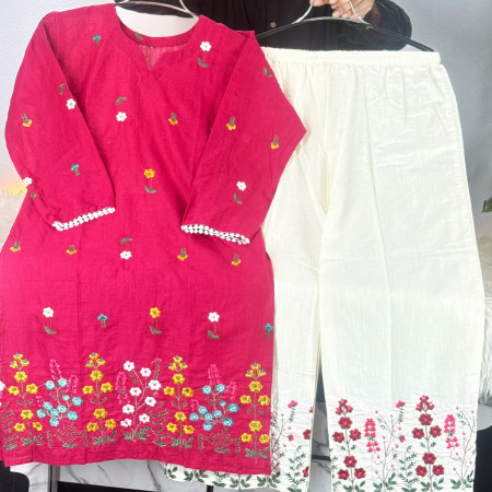 Premium Aarong Cotton Floral Kameez 2-Piece Set (A-104)