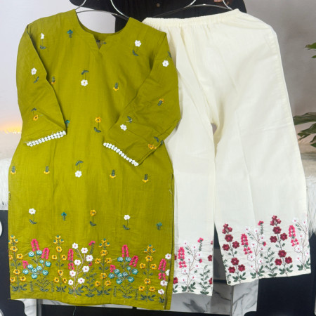 Premium Aarong Cotton Floral Kameez 2-Piece Set (A-104)